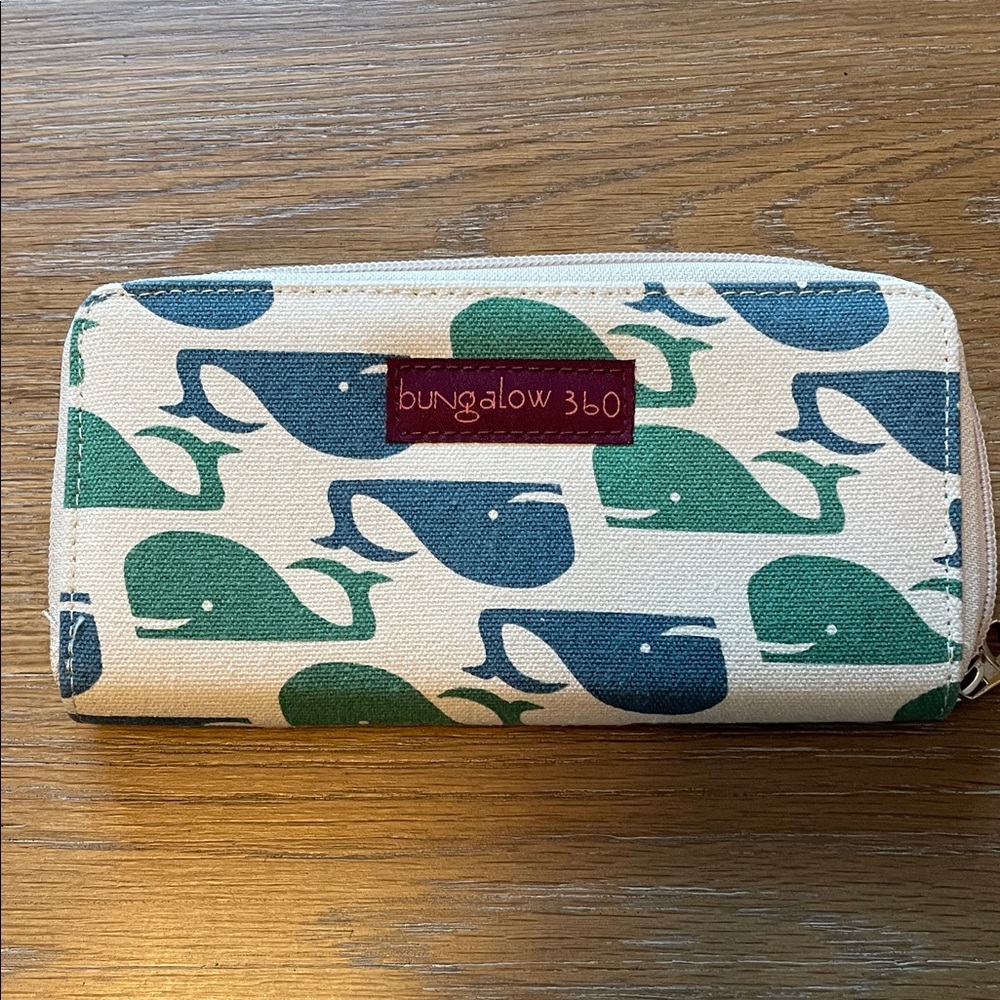 Bungalow 360 Whale Pattern Wallet in Green and Blue